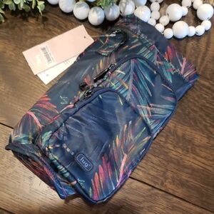 NWT Lug Huggie Navy Tropical Multi Print Crossbody Bag